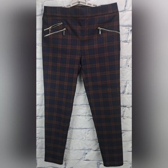 Joseph Ribkoff Women's Ankle Pants Stretch Plaid Check Zippers Punk 12 US - Picture 1 of 13